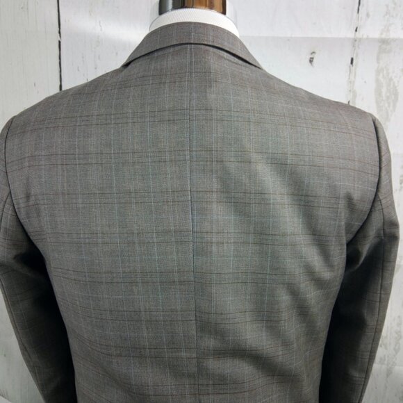 Edge By WD N.Y. Slim Fit Brown Glen Suit Blazer Sp - Picture 7 of 13
